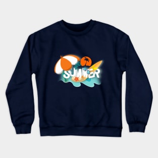 Hello Summer - Sun -Surfing - Swimming -Beach Crewneck Sweatshirt